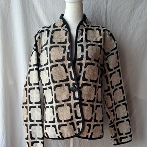 TRIMDIN Reversible Blazer Chic Black and Cream Geometric Size L